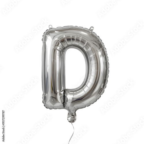 Silver letter D balloon