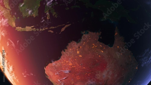 Oceania, Australia and New Zealand from Space at Sunset. Planet Earth From Space. Globe
