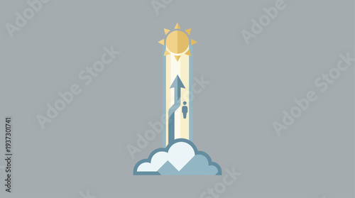 Rising Sun Above Clouds Illustrating Ascension and Serenity in Digital Artwork