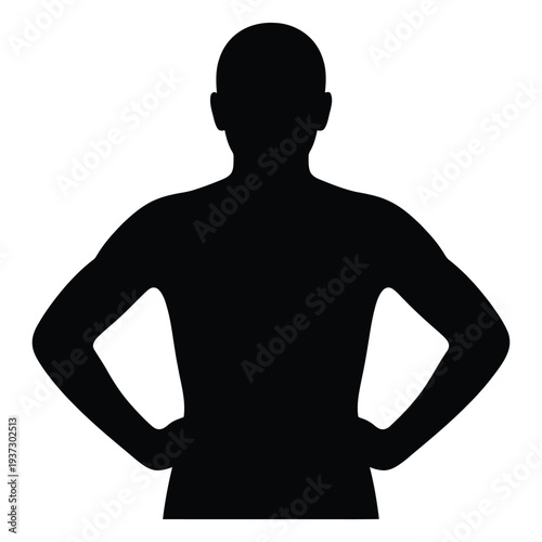 Man Silhouette with Hands on Hips Standing in Disbelief - April Fools Day Prank Reaction, Angry or Confused Person Gesture, Vector Icon Isolated on White Background