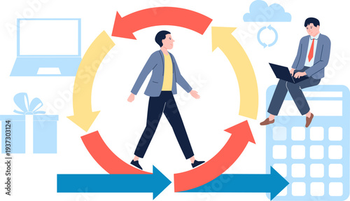 Software development cycle. Effective sprint work concept