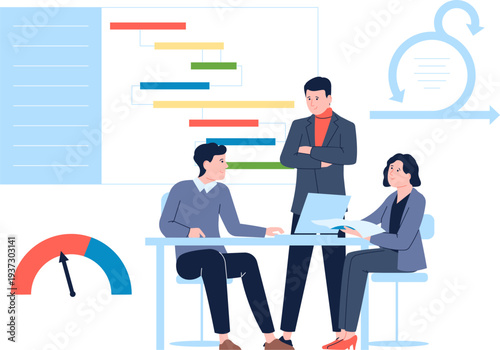 Business efficiency evaluation. Professional analytics control concept