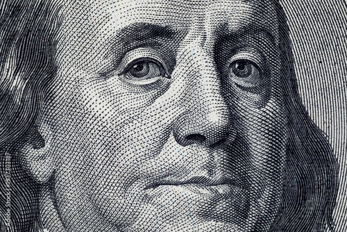 Fragment of a 100 dollar bill for design purposes. Money of the United States of America.