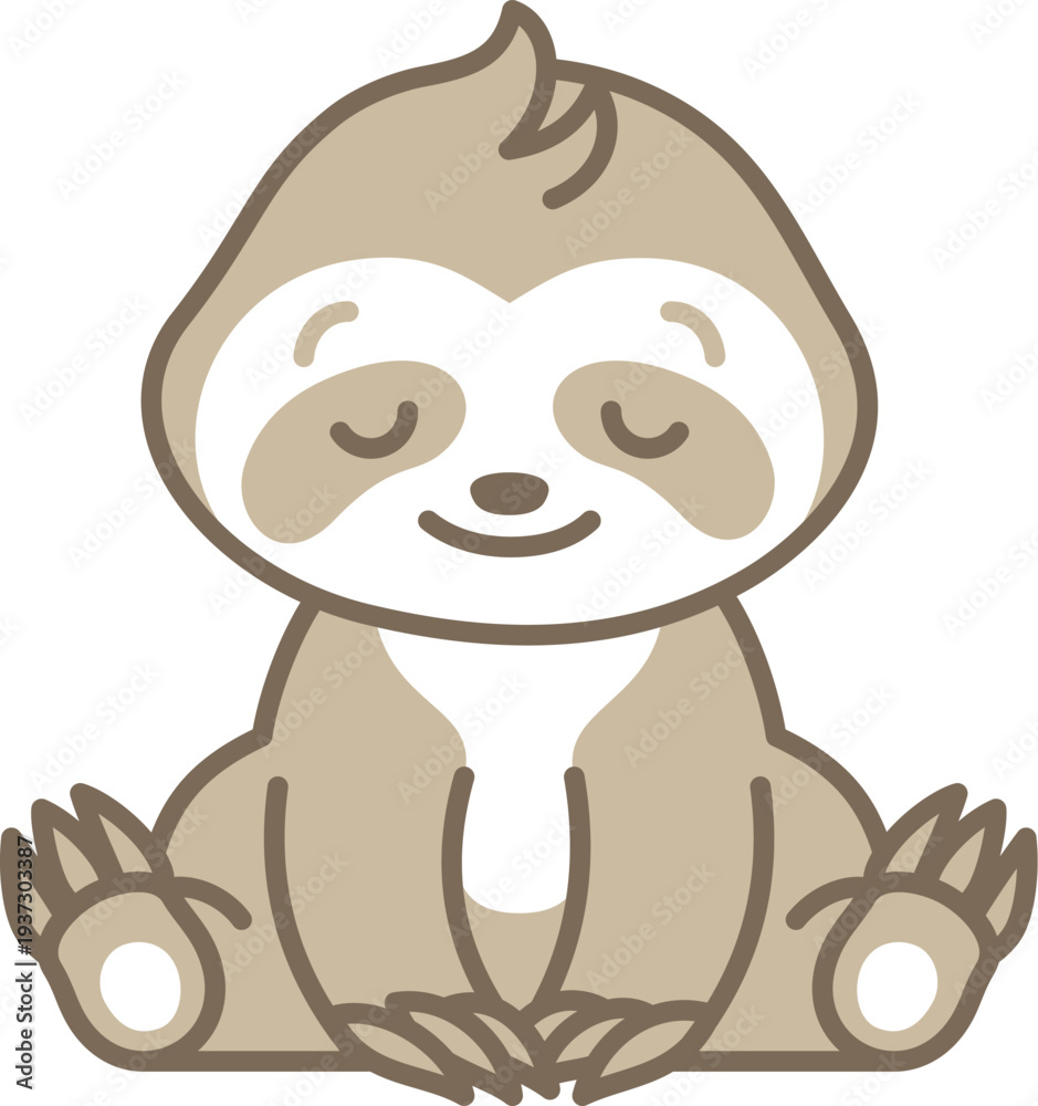 Fototapeta premium Sloth kid kawaii icon. Sleeping baby animal