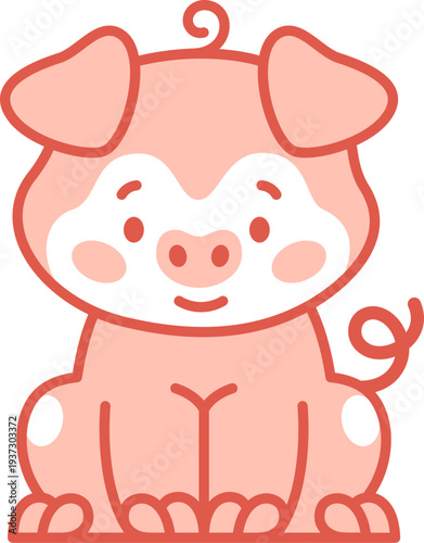 Little pig character. Baby animal color icon