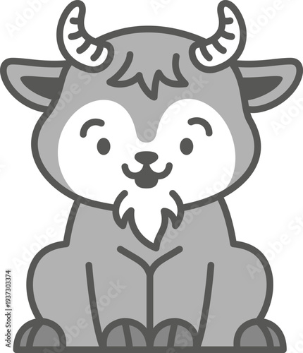 Goat cute drawing. Funny farm animal icon