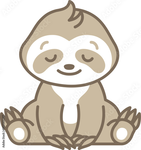 Sloth kid kawaii icon. Sleeping baby animal