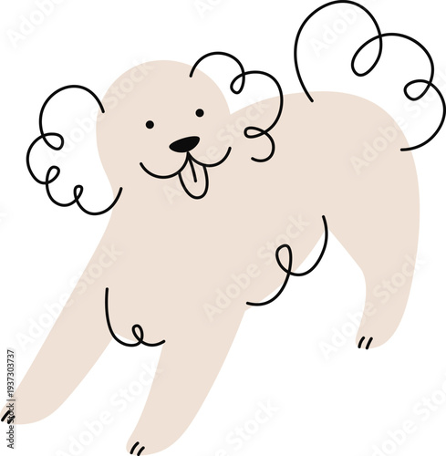 Poodle doodle. Funny pose dog with tongue out