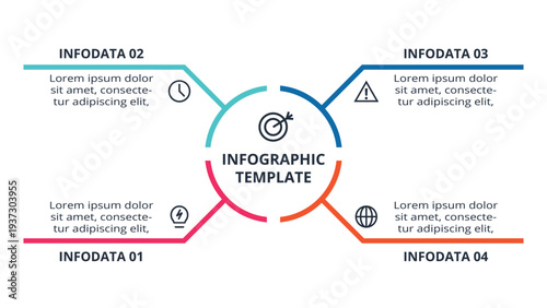 Essential infographic with 4 steps, options, parts or processes. Business data visualization.