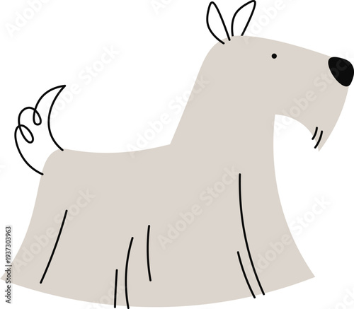 Terrier doodle. Long hair dog hand drawn icon