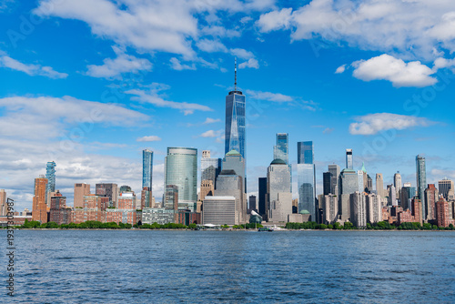 New York, United States. New York city skyline in Midtown Manhattan. USA, NYC, NY, Manhattan. Lower Manhattan skyline. New York from New Jersey. Downtown Manhattan. American financial center
