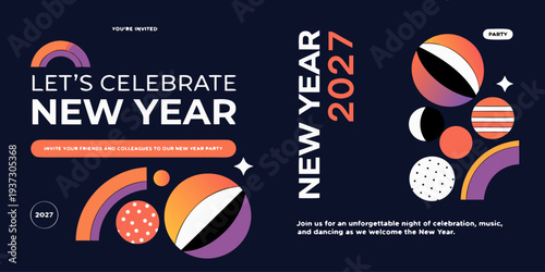 New Year 2027 Celebration Invitation – Vibrant Event Design for Parties, Music, Dancing & Festive Gatherings | Join Friends and Colleagues for an Unforgettable Night