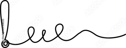 Continuous line drawing of an exclamation mark with a wavy line, attention or idea concept
