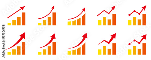 矢印・グラフ・成長・上昇・ビジネスチャートのアイコンイラスト