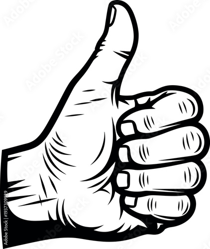A hand giving a thumbs up gesture in black and white