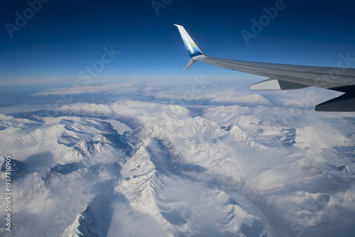 A bird's-eye view while flying over Alaska's beautiful, rugged landscape.