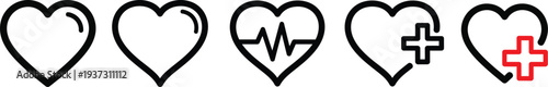 Medical heart symbols lineup
