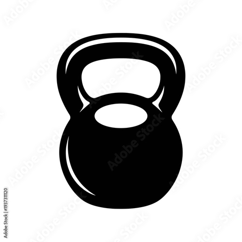 Black Kettlebell Icon for Strength Training Workouts, Fitness Programs, and Gym Equipment Design. Perfect for CrossFit, HIIT, and Functional Fitness. Essential Weight for Home Gym & Commercial Use. Ve