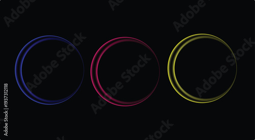 Vibrant light effect rings in blue red and yellow colors