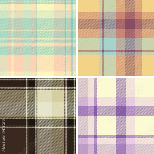 Plaid bundle ideal for bespoke fashion, atelier projects, and exclusive clothing. Vector patterns enhance garments, scarves, accessories, and digital mockups.