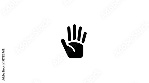 A black and white graphic showing an open hand with four fingers spread out