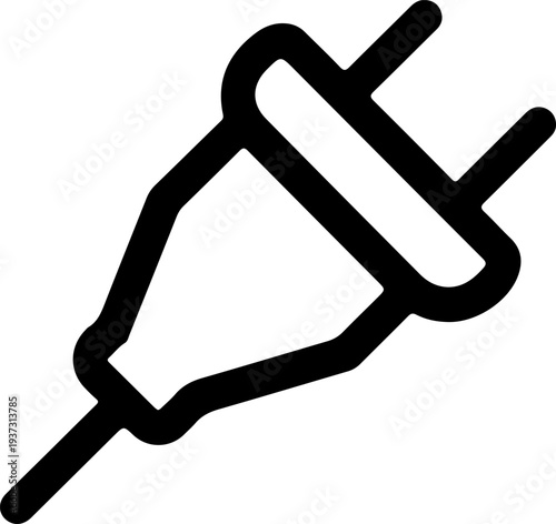 black simple line plug icon