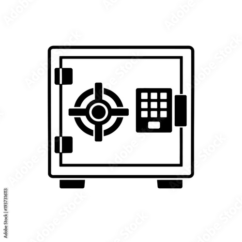 Secure digital and combination lock safe icon for protecting valuables, money, documents, and important assets at home or office. A reliable heavy-duty security vault symbol for financial safety and r