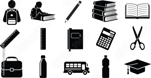 School supplies and education icons