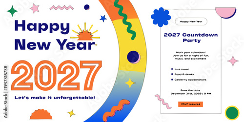 2027 Countdown Party – Colorful New Year Celebration Graphics, Festive Event Posters & Vibrant Holiday Designs for Tickets, Invitations, and Seasonal Promotions