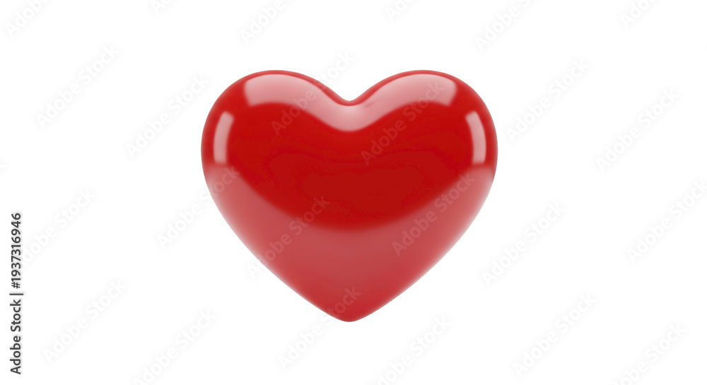 Fototapeta premium Shiny Red 3D Heart Symbol Isolated on Transparent Background