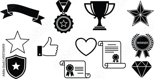 Collection of award and achievement icons