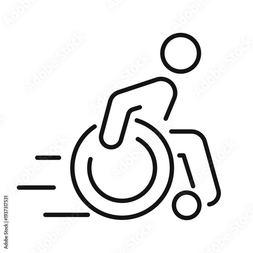 Disability Person Wheelchair Line Vector Icon