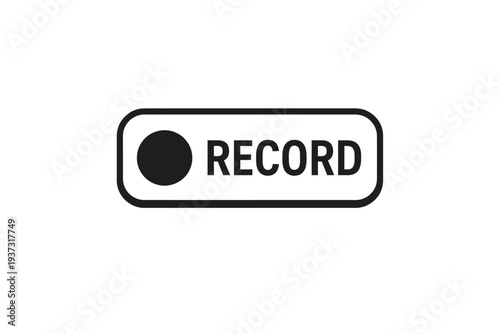 Minimalist black record button icon with a circle indicator, perfect for modern UI/UX design. Ideal for audio/video recording, streaming, podcasting, and broadcasting apps. A clear, intuitive start re