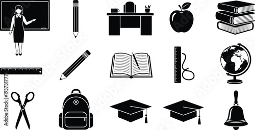 Education icons and school supplies