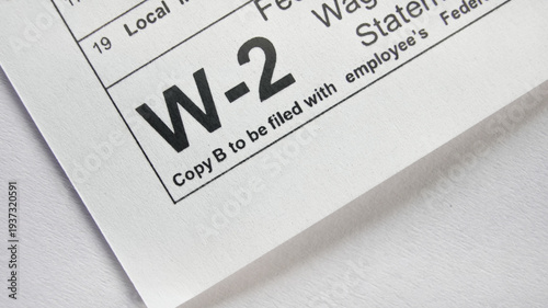 W-2 tax form for income and wage statement