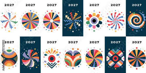2027 Abstract Circle Art – Colorful Geometric Modern Designs, Vibrant Contemporary Patterns for Posters, Decor, Stickers & Digital Downloads