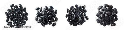 Piles of black beans, a healthy legume,  isolated on transparent background