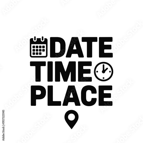 Calendar clock and location pin emphasize important event details.
