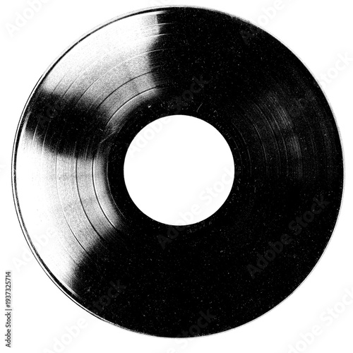 Vintage vinyl record isolated isolated on a transparent background , black and white Old CD .