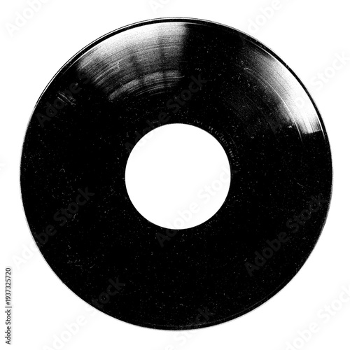 Vintage vinyl record isolated isolated on a transparent background , black and white Old CD .