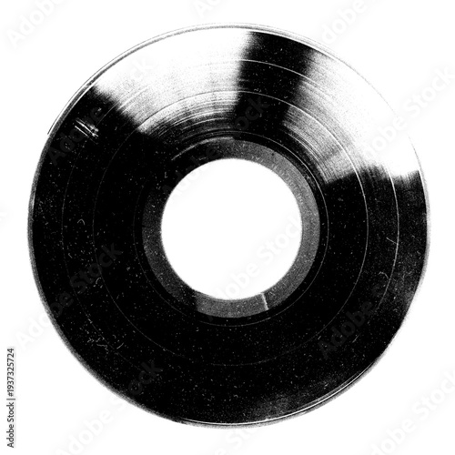 Vintage vinyl record isolated isolated on a transparent background , black and white Old CD .