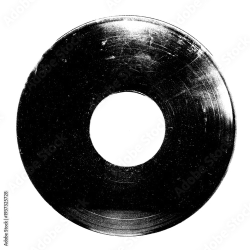Vintage vinyl record isolated isolated on a transparent background , black and white Old CD .