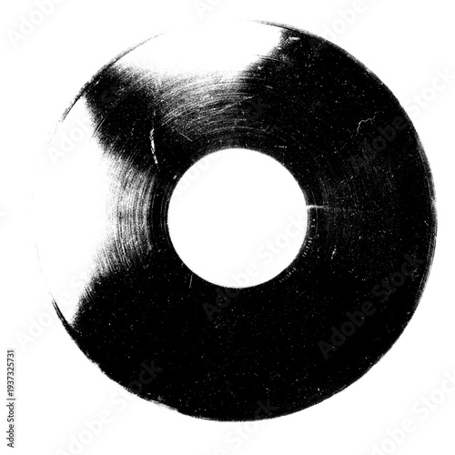 Vintage vinyl record isolated isolated on a transparent background , black and white Old CD .