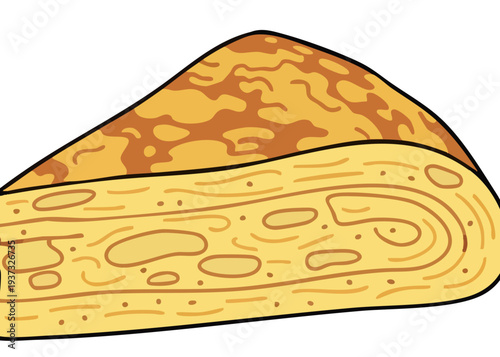 A cartoon illustration of a folded crepe.
