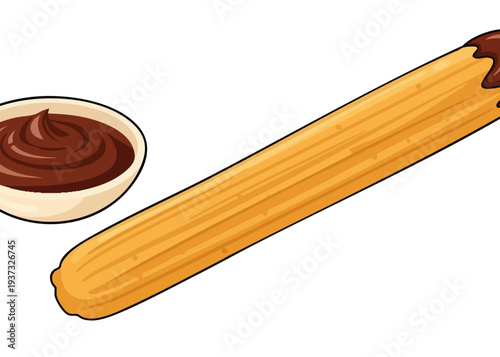 Churro with chocolate dipping sauce.