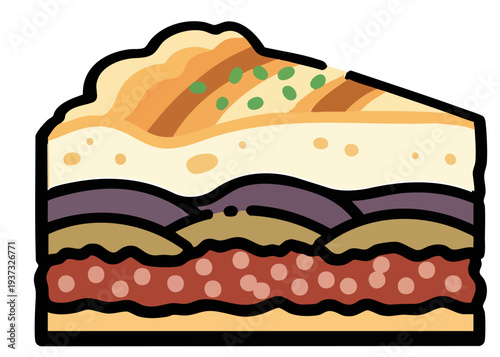 A cartoon slice of layered cake.