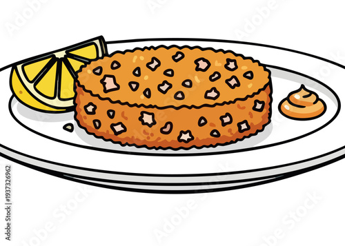 Delicious crab cake on a plate.