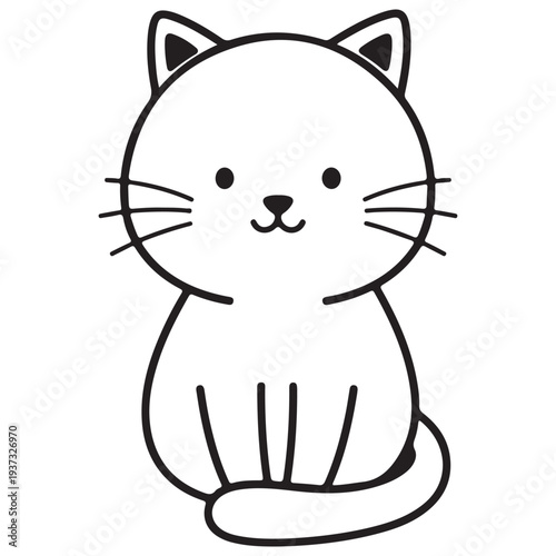 Adorable Black and White Cat Illustration