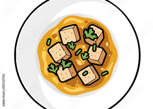 Delicious tofu dish with herbs.