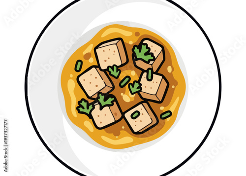 Delicious tofu dish with herbs.